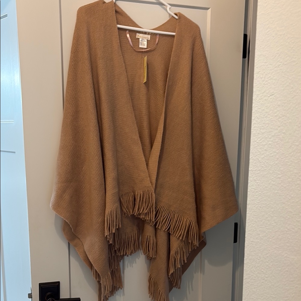Pink Fringe Poncho NWT